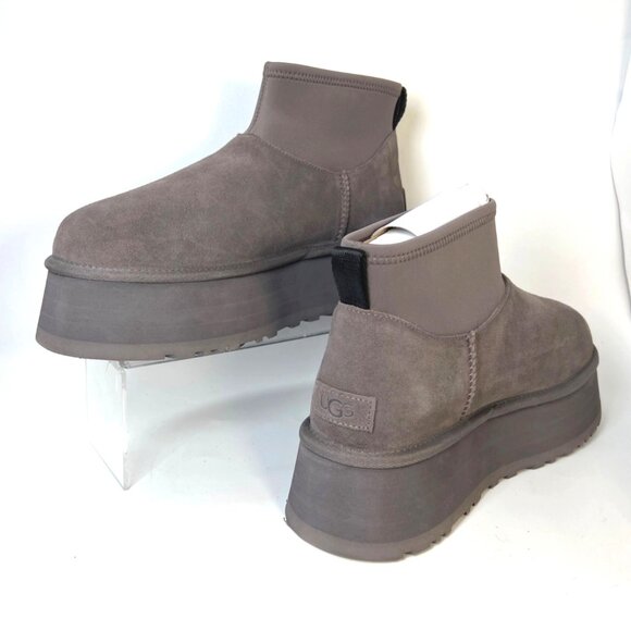 UGG Classic Mini Dipper Platform Boots Suede Thundercloud Women Size US10 UK8 - Picture 8 of 11
